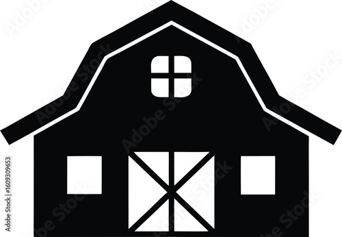 barn garage icon,Barn  black silhouette vector illustration