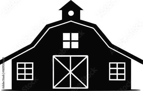 barn garage icon,Barn  black silhouette vector illustration