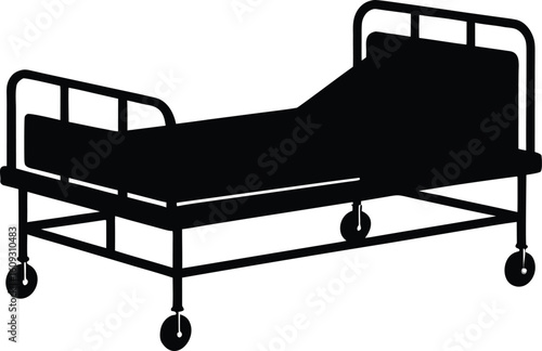 hospital bed  black silhouette vector,perfect for hospital bed illustration