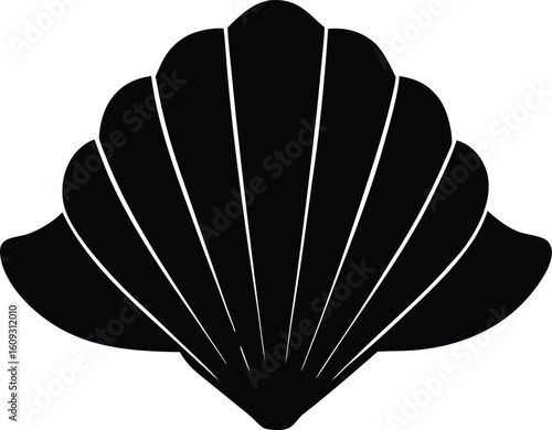 seashell with pearl black silhouette vector,Seashell symbol,Seashell icon illustration