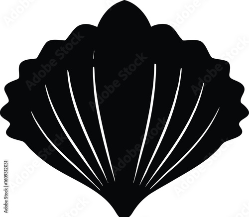 seashell with pearl black silhouette vector,Seashell symbol,Seashell icon illustration