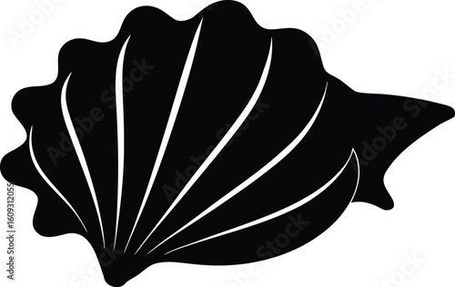 seashell with pearl black silhouette vector,Seashell symbol,Seashell icon illustration