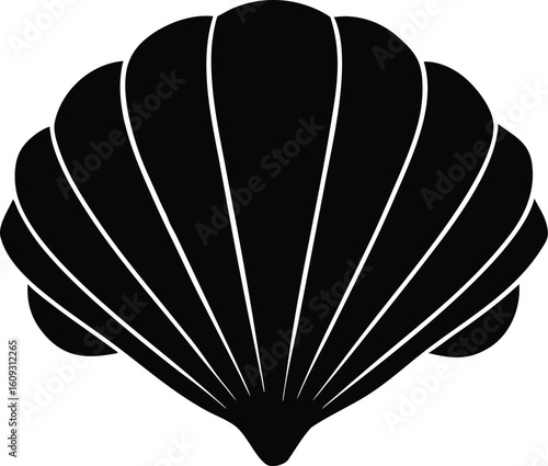 seashell with pearl black silhouette vector,Seashell symbol,Seashell icon illustration