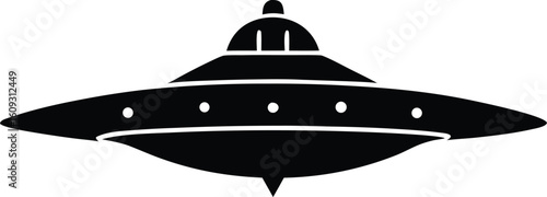 flying ufo vector,Space ship  black silhouette vector illustration