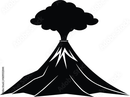 volcano eruption icon,volcano eruption with lava black silhouette vector illustration