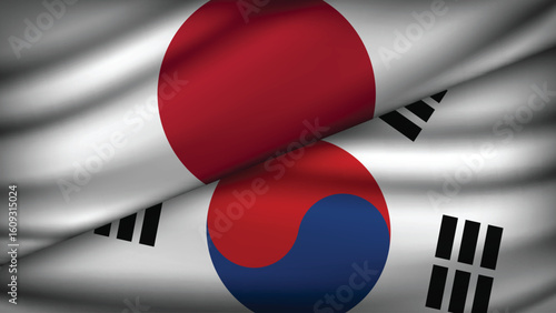 High Quality background with Two Flags of South Korea and Japan