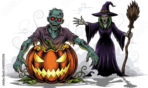 Halloween Night: The Witch's Curse and the Pumpkin Zombie