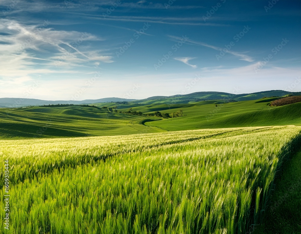 green rolling wheat fields green rolling wheat fields
