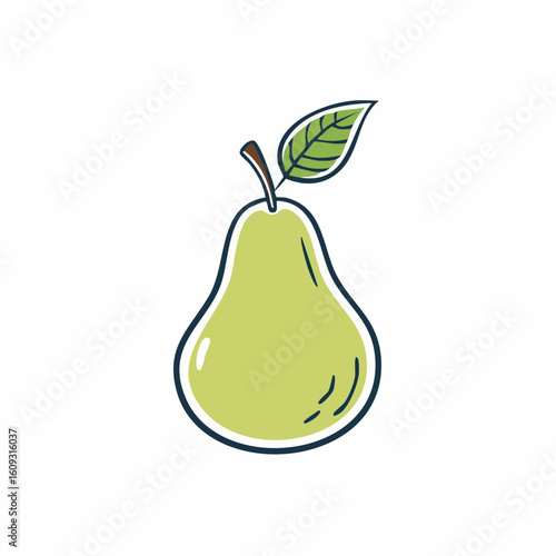 drawn pear icon in doodle style. Mark point icon design collection for food design element