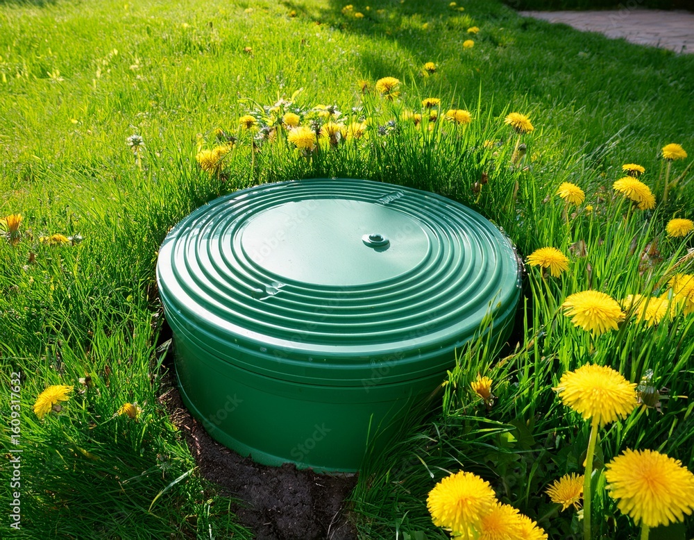 custom made wallpaper toronto digitalgreen septic tank cover in grassy yard with dandelions