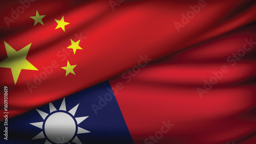 High Quality background with Two Flags of China and Taiwan