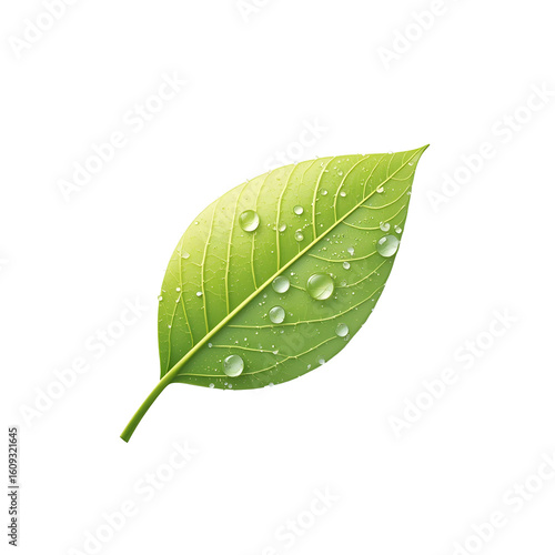  Fresh Green Leaf with Water Droplets: Nature's Purity & Morning Dew