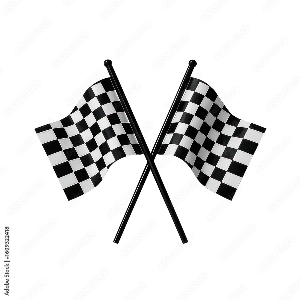 Fototapeta premium Crossed Checkered Racing Flags Isolated on Transparent Background, Generative AI