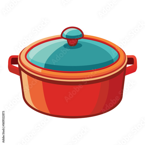 Ceramic Casserole Dish on White Background