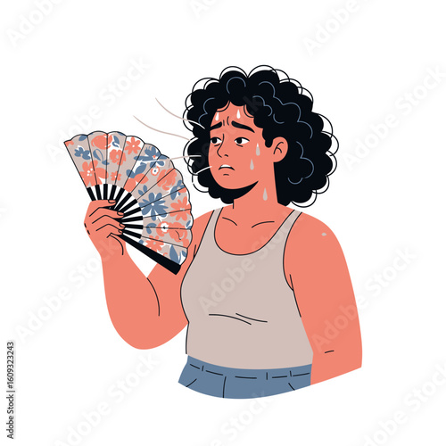 Woman feeling hot fanning herself