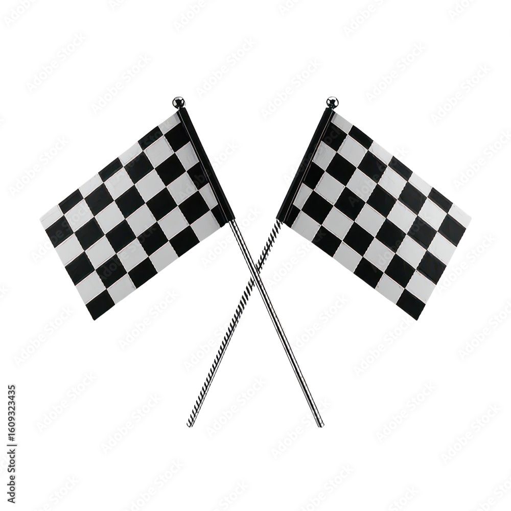 Fototapeta premium Crossed Checkered Racing Flags Isolated on Transparent Background, Generative AI