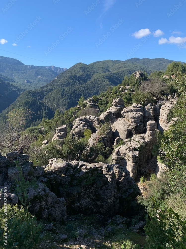 Obraz premium Views of the rugged Mountains with Greenery