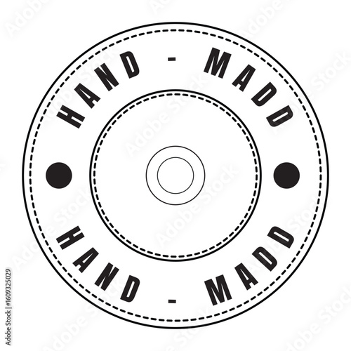 Circular emblem with bold black lettering logo graphic