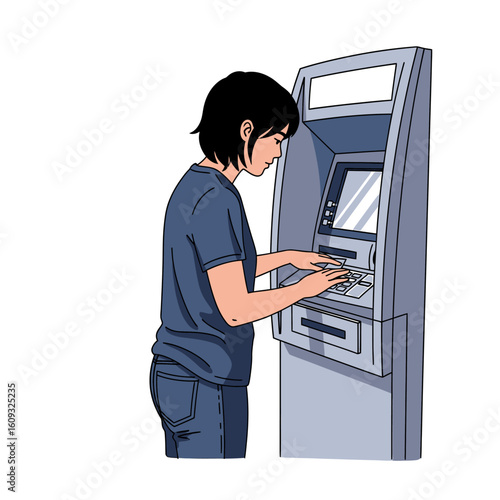 Woman withdrawing cash from ATM machine