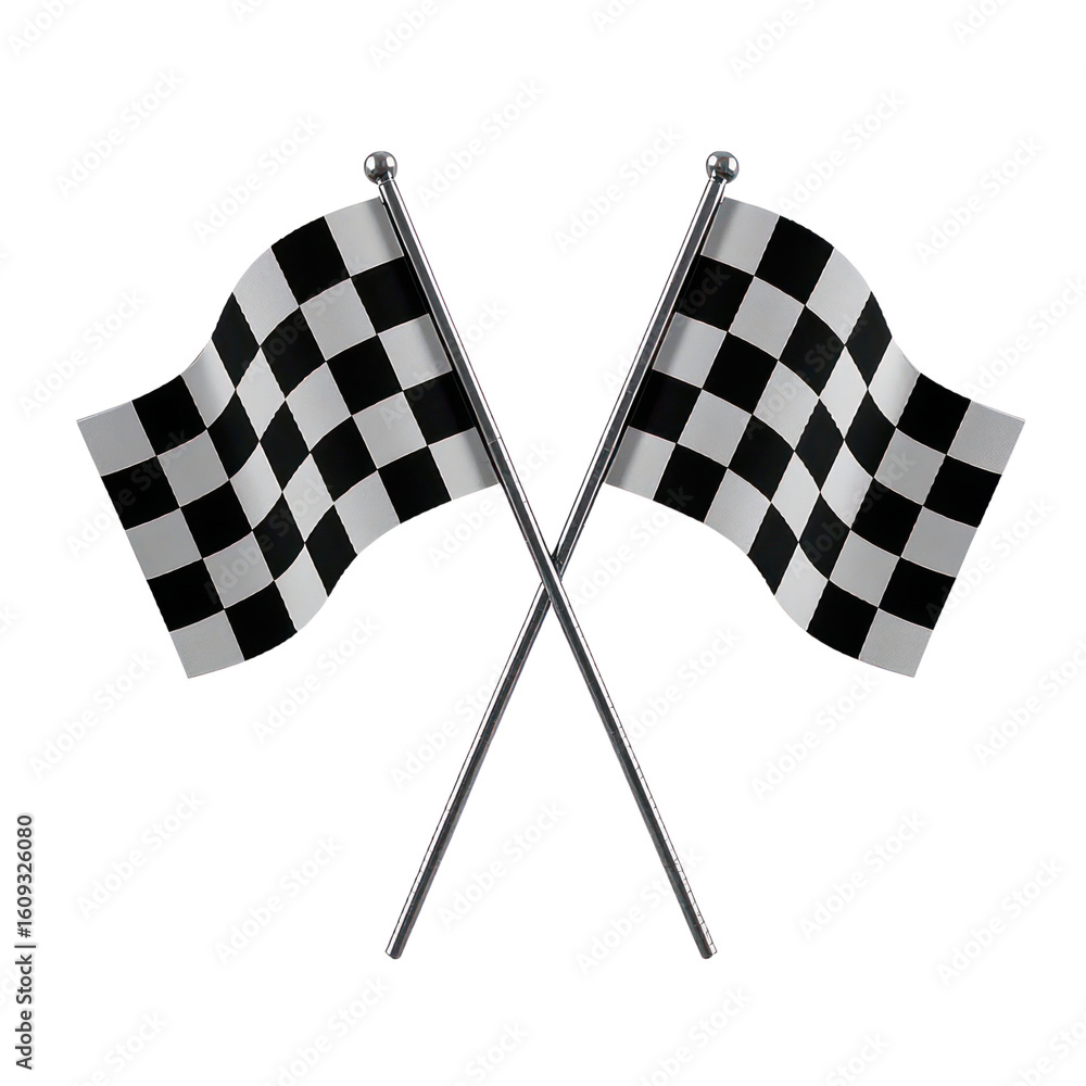 Fototapeta premium Crossed Checkered Racing Flags Isolated on Transparent Background, Generative AI