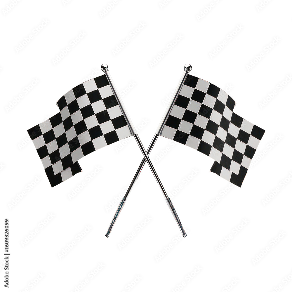 Fototapeta premium Crossed Checkered Racing Flags Isolated on Transparent Background, Generative AI