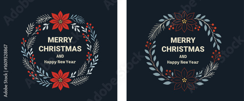 set of cristmas ribbon or logo vector illustration 