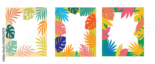 set of  topical background or colorful vector banners vector illustration 