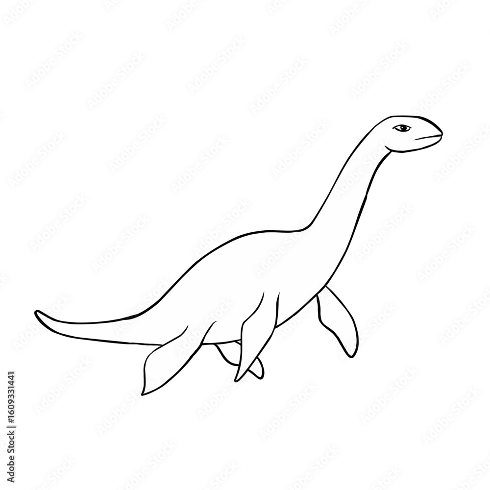 Obraz premium Line Cartoon plesiosaurus