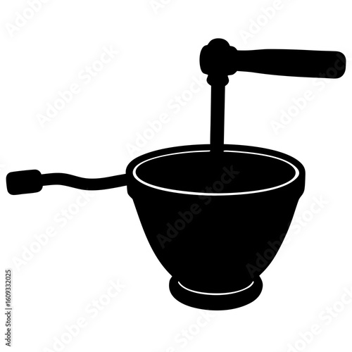 Black silhouette of a mortar and pestle