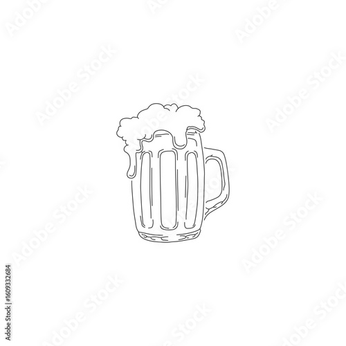 Beer Glass – Minimalist Line Drawing Vector