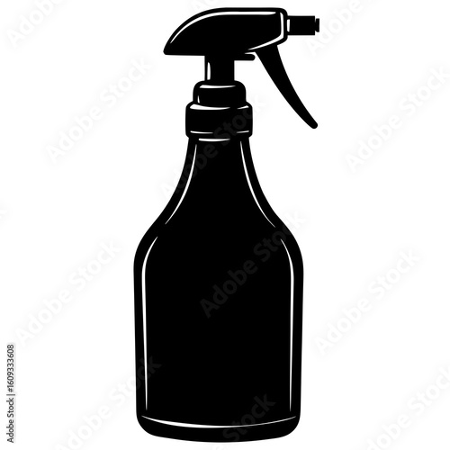 Black silhouette of a spray bottle on a white background