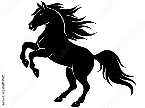 Stallion rearing horse animal mammal equine silhouette vector illustration