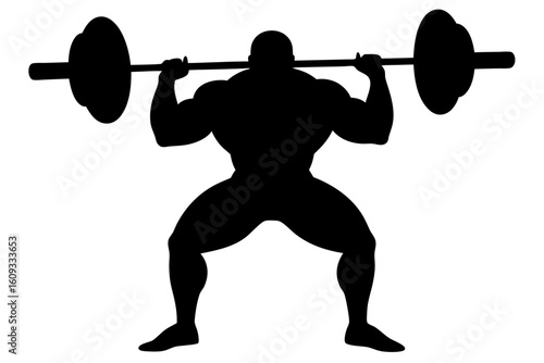 Weightlifting strongman bodybuilder gym workout silhouette vector illustration