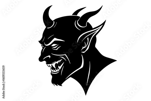 Wallpaper Mural Evil devil demon head face monster scary halloween silhouette vector illustration Torontodigital.ca