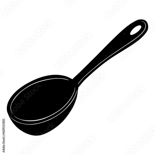 Simple black spoon illustration with textured handle