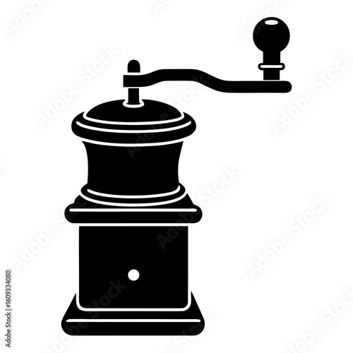 Vintage manual coffee grinder silhouette
