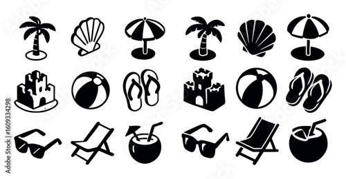 Beach Icons Grid