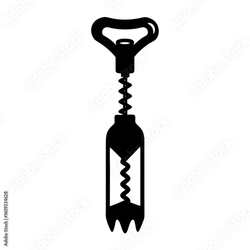 Black silhouette of a corkscrew bottle opener