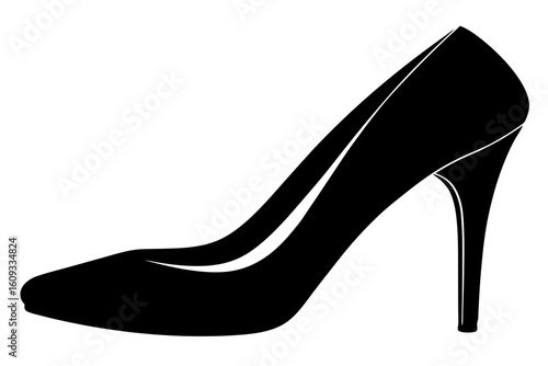 Elegant high heel shoe fashion footwear style silhouette vector illustration