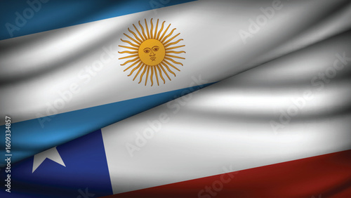 High Quality background with Two Flags of Chile and Argentina