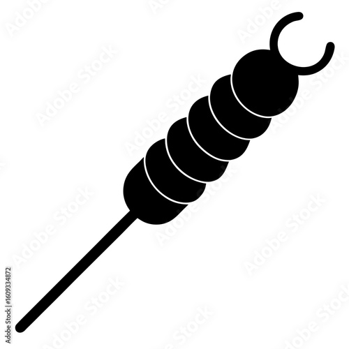 Black silhouette of a skewered food item on a white background