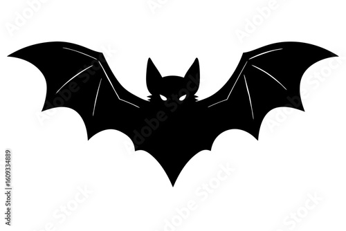 Detailed flying bat animal dark silhouette vector illustration