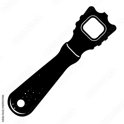Black bottle opener with grunge texture