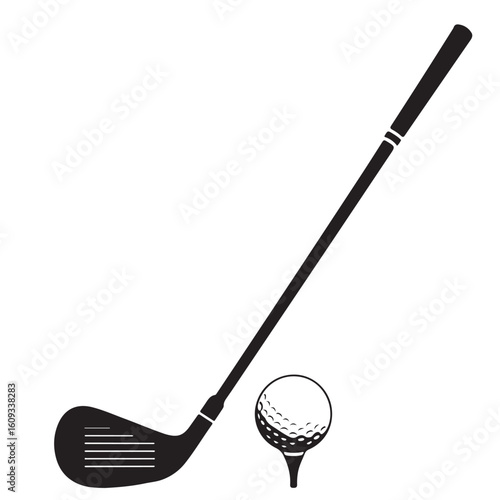 golf club and ball icon silhouette style, vector illustration, golf sports ball silhouette on white background set