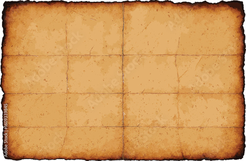 Aged Parchment Paper: A vintage parchment paper, its edges singed with time, unfolds before the viewer, inviting the imagination to travel back to a bygone era. 