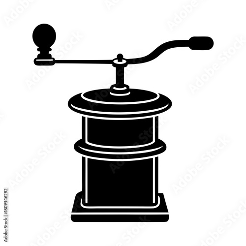 Vintage manual coffee grinder silhouette