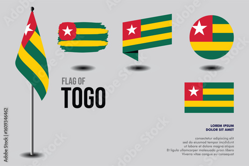 Set of Togo flag in 5 designs