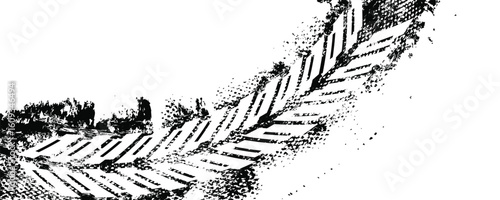 Auto tire tread grunge element. Car and motorbike tire patterns, wheel tread marks. Black tire print. Vector illustration