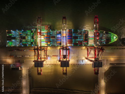 Photography Industrial Seascape: Busy Shanghai Waigaoqiao port area at night