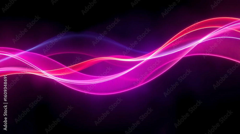 Naklejka premium Elegant Flowing Purple Light Curves | Modern Abstract Wallpaper
